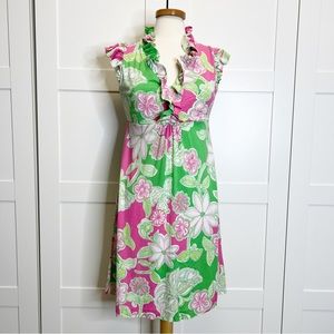 Lilly Pulitzer Claire Dress Prep Green Hit the Spot Medium Ruffle